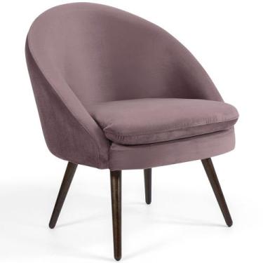 Imagem de Poltrona Decorativa Fixa Pés Palito Rafa C06 Veludo Rosê C-305 - Lyam 