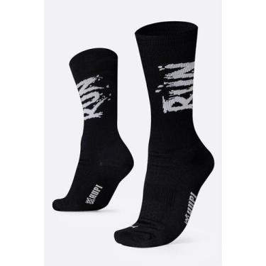 Imagem de Meia para Corrida HUPI RUN Splash Preto 1 Par Cano Médio, Cor Preto e 