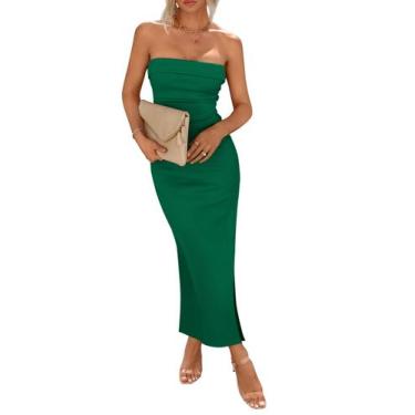 Imagem de Vestido PRETTYGARDEN Longo Justo sem alça Verde M