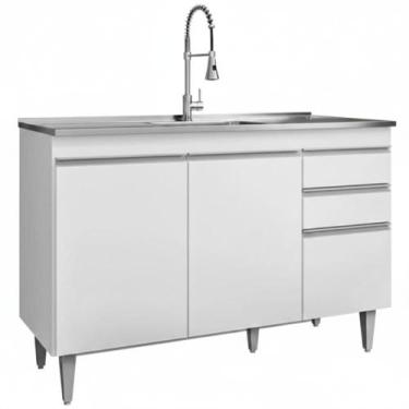 Imagem de Balcao Pia 3 P 2 G 120 cm Melissa Eratto Moveis - Milani Store, Branco