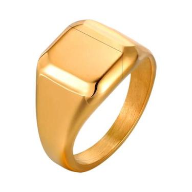 Imagem de Anel De Sinete Liso Em Aço Inoxidável Para Homens E Mulheres, Acessóri