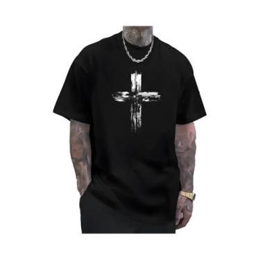 Imagem de Camiseta Masculina plus Size De Verão Em Algodão Casual Com Estampa Re