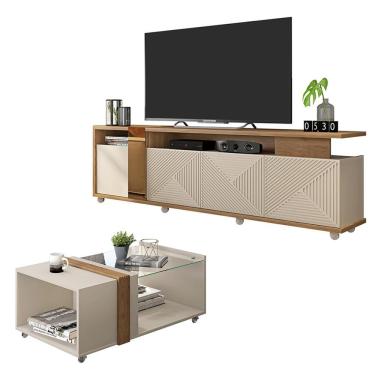 Imagem de Conjunto Sala De Estar Rack Bancada E Mesa Columbus Caemmun