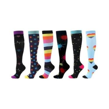 Imagem de Meias De Compressão Florais Com Estampa De Animais E Frutas, 6 Pares P