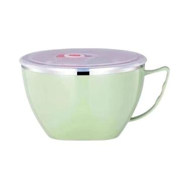 Imagem de Tigela Térmica De Aço Inoxidável Com Tampa Para Macarrão, Marmita De G