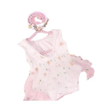 Imagem de Macacão Bordado Margarida Para Bebê Recém-Nascido, Manga Curta, Roupas