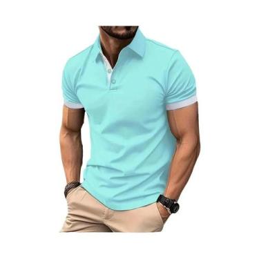 Imagem de Moda masculina de manga curta combinando com lapela masculina manga cu