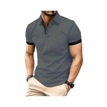 Imagem de Moda masculina de manga curta combinando com lapela masculina manga cu