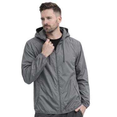 Imagem de Jaqueta Corta Vento Masculina Lisa Impermeável Leve com Capuz para Treino-Masculino