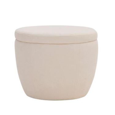 Imagem de Puff Decorativo Redondo Kaira Bouclé Off White - Nexta Casa