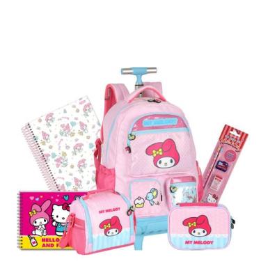 Imagem de Kit Mochila My Melody Rodinhas Lancheira E Estojo Box Teen - UP4YOU - 
