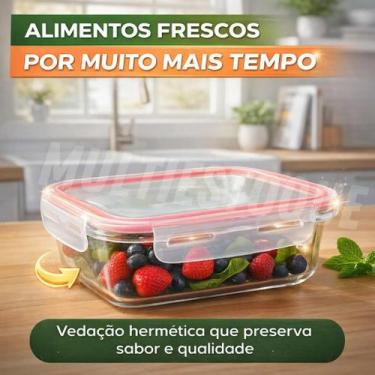 Imagem de Pote Vidro Hermético Marmita Tampa 640ml Micro-ondas e Freezer - Uni