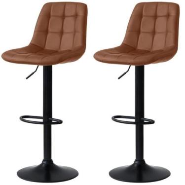 Imagem de Kit 2 Banqueta Alta Elegance Com Base Giratória E - Marrom - IMPÉRIO B