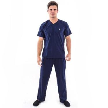 Imagem de Pijama Algodão Frio Comprido Outono Inverno Masculino Adulto Mechler-Masculino