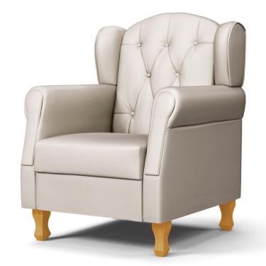 Imagem de Poltrona De Amamentação Com Pés De Madeira Lucy P04 Sintético Bege - Mpozenato