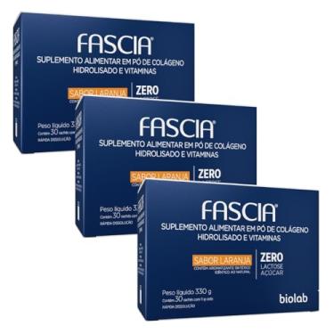 Imagem de Fascia Colágeno Sabor Laranja Kit 3 Caixas C/30 Saches Cada Caixa