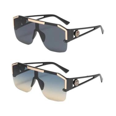 Imagem de Óculos De Sol Unissex Oversized Quadrados Da Moda UV400 Com Lentes Gra
