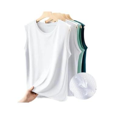 Imagem de Camiseta Sem Mangas Masculina De Cor Sólida Respirável Com Decote Redo