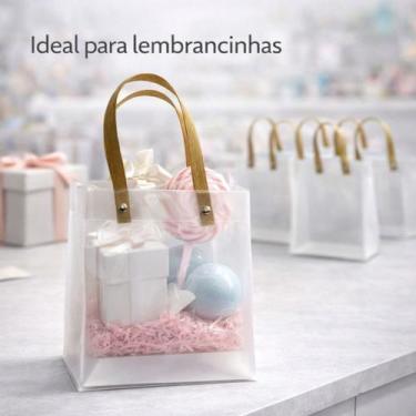 Imagem de Sacola Transparente Premium Kit 12 Unidades Com Alça Reforçada  Escolh