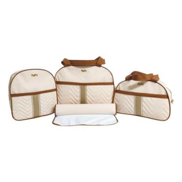 Imagem de Kit bolsa mochila maternidade liberty 3 peças + trocador bege - boni