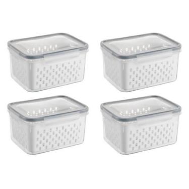 Imagem de Vittak Kit 4 Organizadores Geladeira 1,75L Transparente com Cestos, Dr