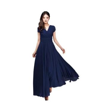 Imagem de Vestido De Praia Boho Sexy Para Mulheres, Manga Curta, Decote Em V Pro