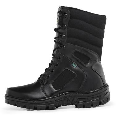 Imagem de Bota Militar Masculina Cano Alto Fechamento Cadarço e Ziper Solado Borracha Resistente...
