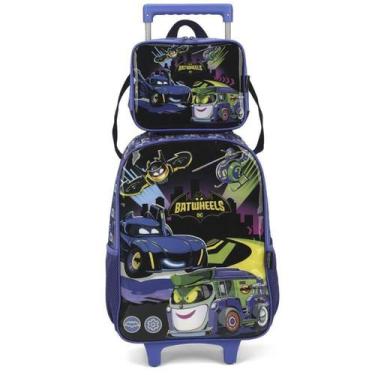 Imagem de Kit Mochila Rodinhas Lancheira Batwheels Escolar Azul Luxcel