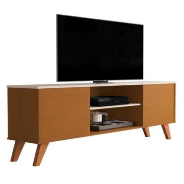 Imagem de Rack TV 50 Polegadas Bancada Sala Casa 2 Portas Com Prateleiras Nicho 