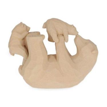 Imagem de Escultura Decorativa Ursos Bege em Poliresina 18x22cm Mart