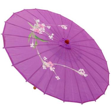 Imagem de Sombrinha Japonesa em Bambu Roxa Floral - Galleria 77
