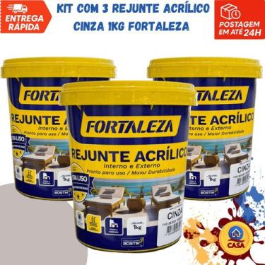 Imagem de Rejunte Acrílico Bege 1Kg - Fortaleza - Kit com 3 unidades