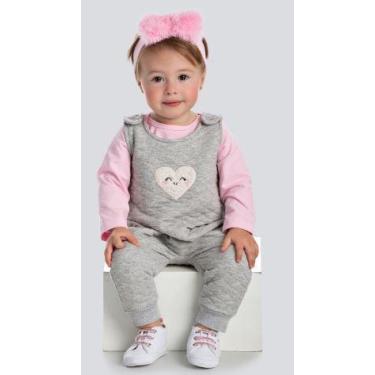 Imagem de Macacão matelassê com blusa cotton infantil bebê Ralakids , G