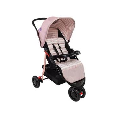 Imagem de Carrinho de Bebê Cosco Kids Toffy 3 Rodas até 15kg, Rosa Listras