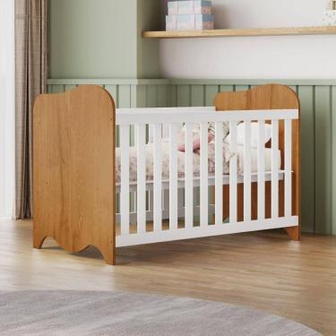Imagem de Berço Mini Cama 132,4X72,5 100% MDF Nuvem Branco Amadeirado