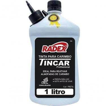 Imagem de Tinta para Carimbo Radex Refil 1L Alta Qualidade com Bico Aplicador Preto