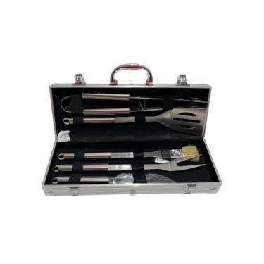 Imagem de Kit Churrasco 5 Peças em Inox com Maleta de Alumínio CA12220 - Casíta