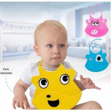 Imagem de Babador Silicone Bolso Pega Migalhas Alimentação Liso Bebe 1 unidade -