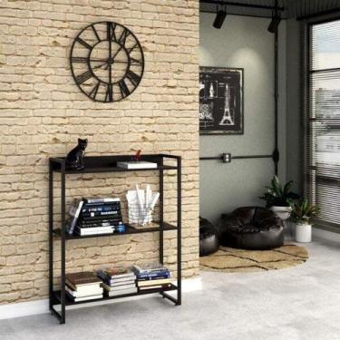 Imagem de Estante para Livro Industrial 3 Prateleiras 104CMX80CM Preto/Ônix - Co