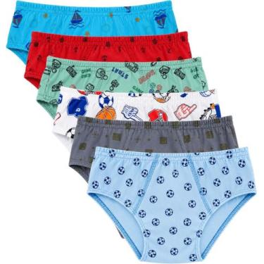 Imagem de Kit 9 Cueca Slip Infantil 100% Algodão Estampada Criança Famy, G