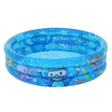 Imagem de Piscina Inflável Infantil Azul 88L Meu Oceano 109500 BelFix