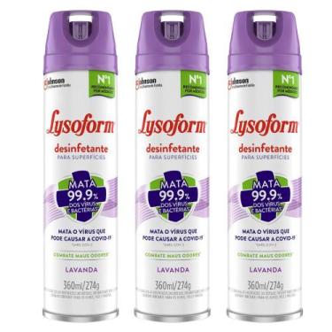 Imagem de KIT 3 Desinfetante LYSOFORM Aerosol Lavanda 360ml