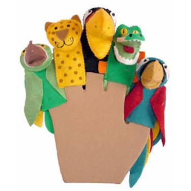 Imagem de Kit de dedoches 3d em feltro animais brasileiros 5 peças - hannickel -