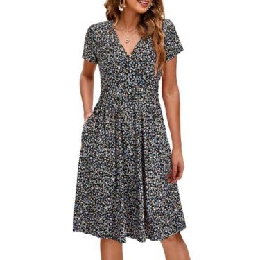 Imagem de Vestido de Amamentação e Maternidade OUGES Verão com Decote em V e Bol