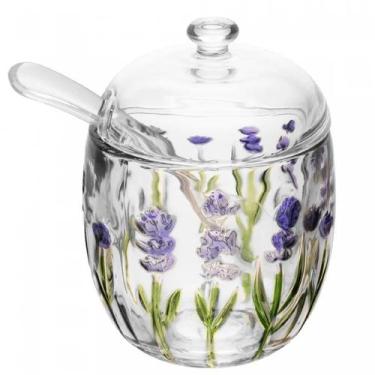 Imagem de Açucareiro de cristal com colher Lavanda Hand Painting Lyor 180 ml
