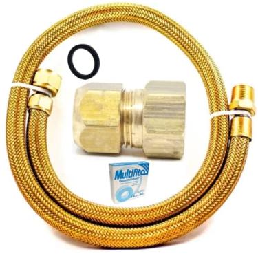Imagem de Mangueira Flexível Cobre + Adaptador Instalação Gás Glp e Gn Tamanho: 1,00 Metro