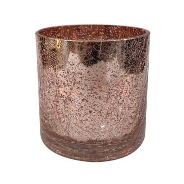 Imagem de Vaso De Vidro Rosa Metálico 12X12X12Cm