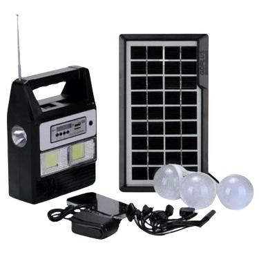 Imagem de Kit Gerador Energia Solar Rádio Bluetooth Placa Solar 3Lamp