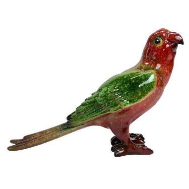 Imagem de Escultura Passaro Ceramica Decorativo Vermelho 14x9CM KY0017