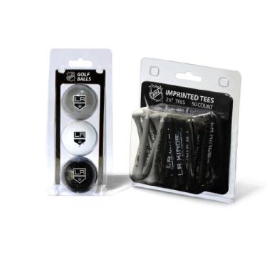 Imagem de Team Golf Bolas de golfe impressas com logotipo do Los Angeles Kings da NHL (3 unidades) e camisetas de golfe de 7,9 cm (50 unidades), multicoloridas